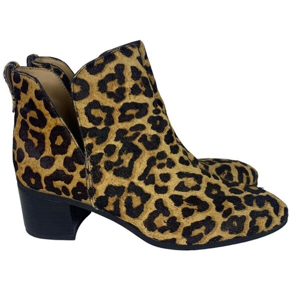 Franco Sarto Reeve2 Ankle Boot Womens Size 6 Leopard Print Haircalf Bootie - Picture 1 of 11